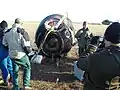 A cápsula da  TMA-12, que transportou Volkov, Kornienko e Chamitoff de volta à Terra, após o pouso no Casaquistão.