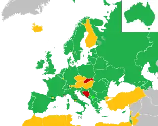 Um mapa colorido dos países da Europa