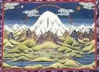 O monte Kailash.Thangka tibetano.