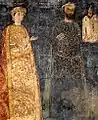 Retrato votivo do sebastocrator búlgaro Joanitzes e sua esposa Desislava, afresco da Igreja de Boiana (1259).