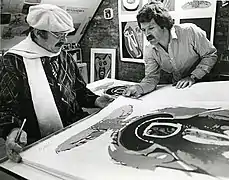 Karel Appel, 1979; assinando suas impressões