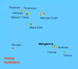 Mapa das Ilhas Gambier