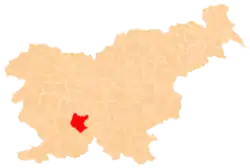 Localização do município de Cerknica na Eslovênia
