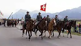 Reconstituição da cavalaria suíça de 1972.