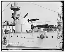 A smaller turret on top of a bigger turret.