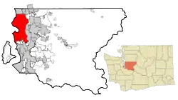 Localização no condado de King