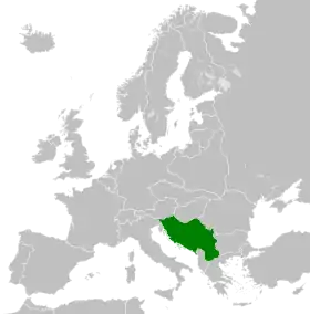 Localização de Reino da Iugoslávia