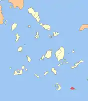 Localização de Anafi na antiga prefeitura das Cíclades