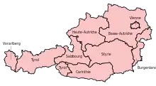 Carte des neuf Bundesländer autrichiens.