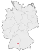 Mapa da Alemanha, posição de Neu-Ulm acentuada