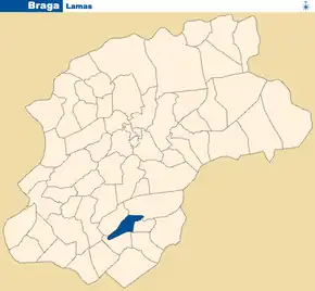 Localização no município de Braga