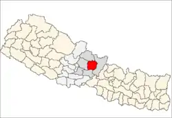 Localização de Lamjung no Nepal