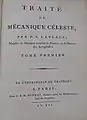 Página de rosto do Volume I do "Traité de mécanique céleste" (1799)