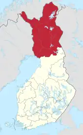 Lapônia no mapa da Finlândia