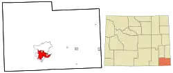 Localização no condado de Laramie
