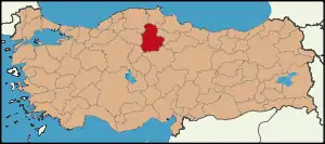 Localização da província de Çorum na Turquia