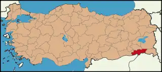 Localização da província de Şırnak na Turquia