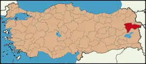 Localização da província de Ağrı na Turquia