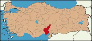 Localização da província de Adana na Turquia