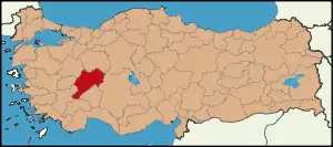 Localização da província de Afyonkarahisar na Turquia