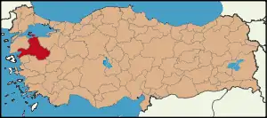 Localização da província de Balıkesir na Turquia