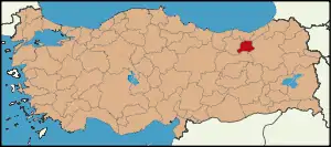 Localização da província de Bayburt na Turquia
