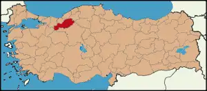 Localização da província de Bolu na Turquia