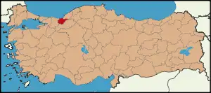 Localização da província de Düzce na Turquia