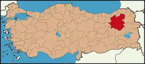 Localização da província de Erzurum na Turquia