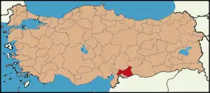 Localização da província de Gaziantep na Turquia