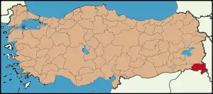 Localização da província de Hakkâri na Turquia