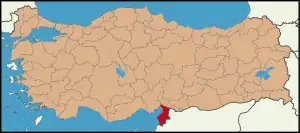 Localização da província de Hatay na Turquia