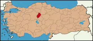 Localização da província de Kırıkkale na Turquia