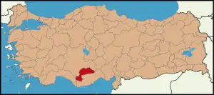 Localização da província de Caramânia na Turquia
