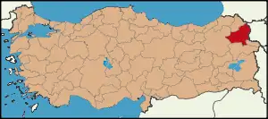 Localização da província de Cars na Turquia