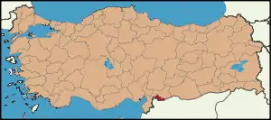 Localização da província de Kilis na Turquia