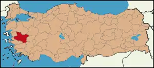 Localização da província de Manisa na Turquia