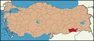 Localização da província de Mardin na Turquia