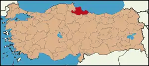 Localização da província de Samsun na Turquia