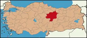 Localização da província de Sivas na Turquia