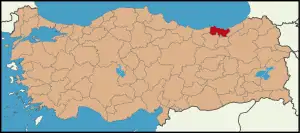 Localização da província de Trebizonda na Turquia