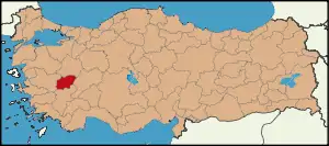 Localização da província de Uşak na Turquia