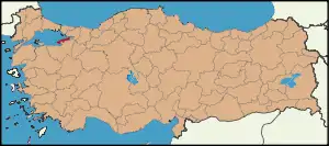 Localização da província de Yalova na Turquia
