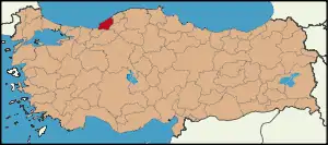 Localização da província de Zonguldaque na Turquia