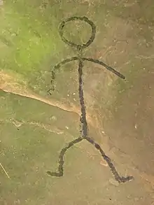 Um boneco palito no pré-histórico petróglifo Leo nos Estados Unidos