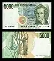 5.000 liras - frente e verso