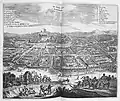 Cidade de Loango, capital do reino, a partir de detalhes fornecidos por exploradores (imagem de 1668)