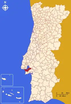 &nbsp;&nbsp;Localização da Margem Sul em Portugal.