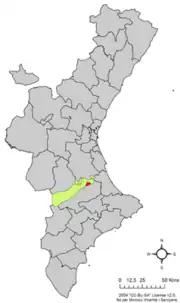 Localização do município de Genovés na Comunidade Valenciana