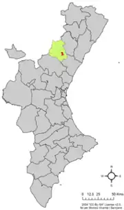 Localização do município de Toga (Espanha) na Comunidade Valenciana